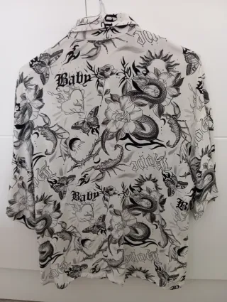 Camisa Bershka Estampada Blanca Talla S