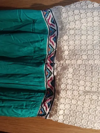 Vestido Boho Chic Turquesa y Blanco Talla XXL