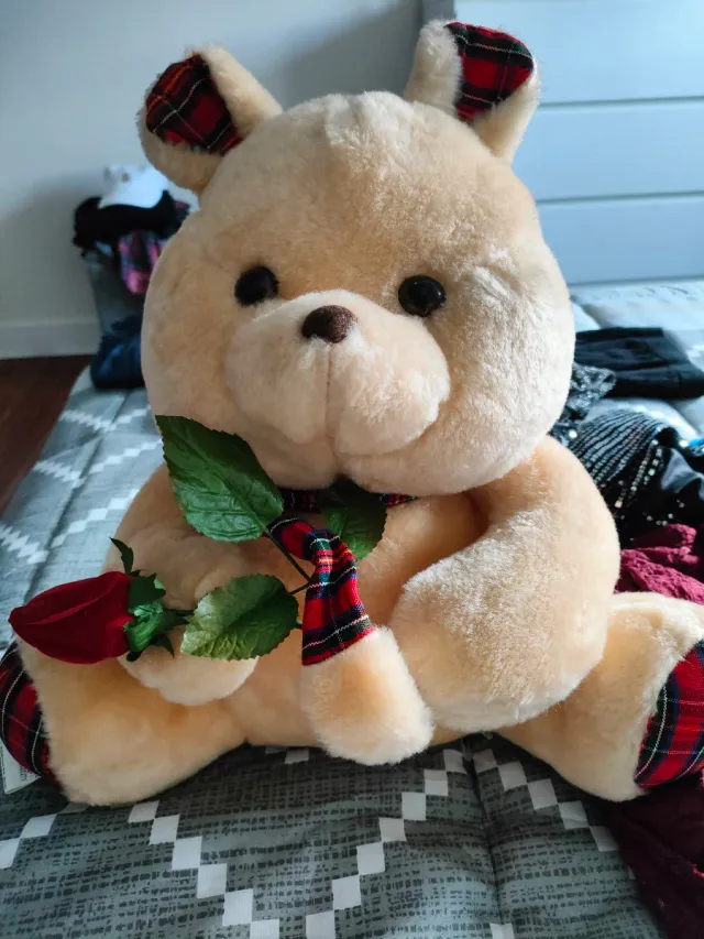 Osito de peluche con rosa
