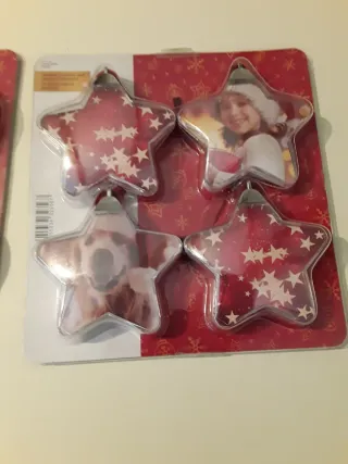 8 Pendentivi Natalizi Portafoto Cuore e Stella