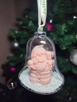 Adorno Navideño Transparente con Santa Rosa