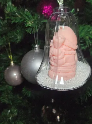 Adorno Navideño Transparente con Santa Rosa