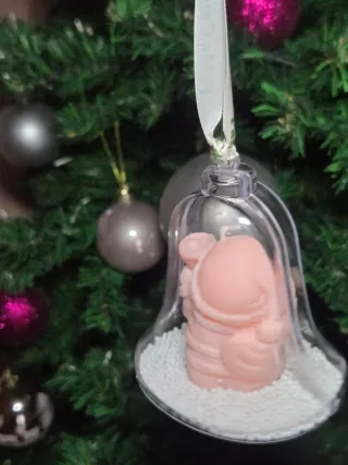 Adorno Navideño Transparente con Santa Rosa