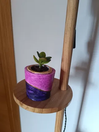 Lámpara de pie madera y tela