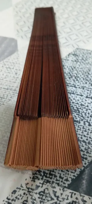 Abanico vintage madera tallada tela beige/marrón