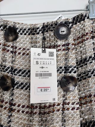 Shorts Zara efecto falda cuadros