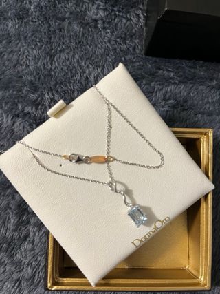 Catenina oro bianco ciondolo acquamarina e dia