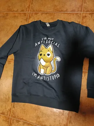 Sudadera Unisex Negra Gato  Antisocial