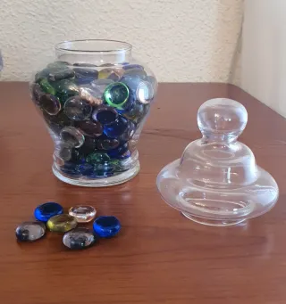 Conjunto Tocador Cristal y Metal Dorado