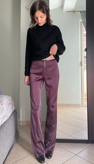 Pantaloni vintage raso viola