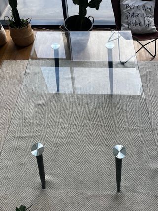 Mesa de centro cristal y metal