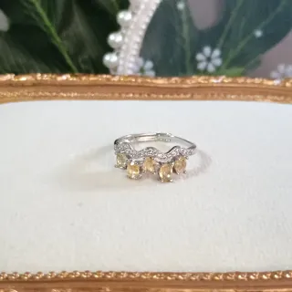 Anillo Citrino Natural Ajustable Plata