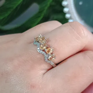 Anillo Citrino Natural Ajustable Plata