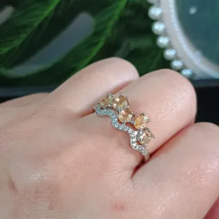 Anillo Citrino Natural Ajustable Plata