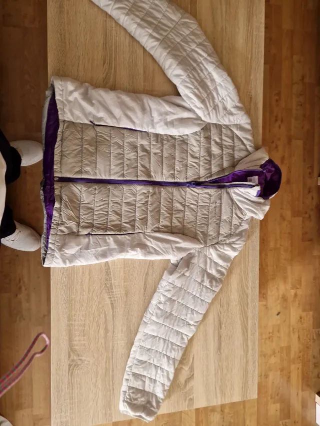 Chaqueta Niña Frío Talla L Blanca y Morada