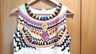 Vestido Largo Boho Chic Estampado Blanco Talla L