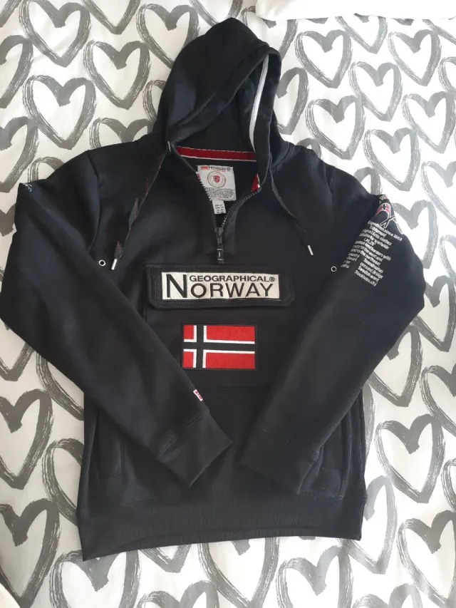 Sudadera Unisex Geographical Norway Negra. Talla M
