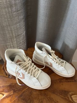 Botas Converse Piel Blancas Detalles Rosa