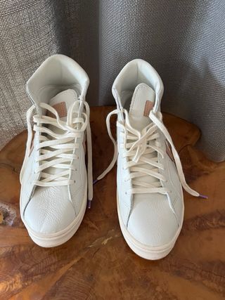 Botas Converse Piel Blancas Detalles Rosa