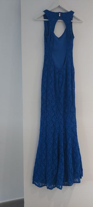 Vestido fiesta azul eléctrico encaje