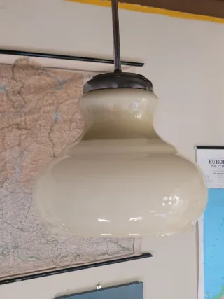 Lampada sospensione vetro opalino panna anni '70
