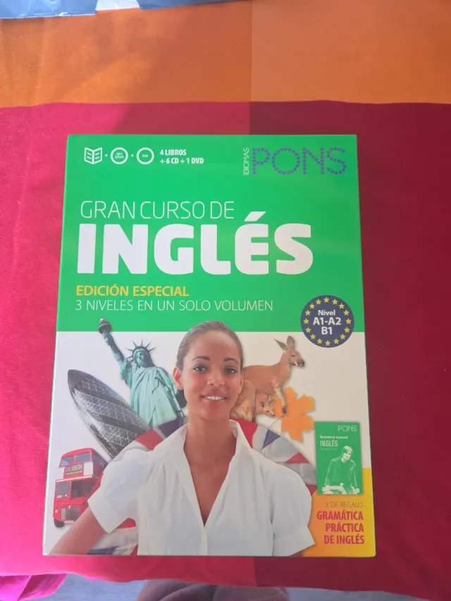 Gran Curso de Inglés PONS 4 Libros + 6 CD + 1 DVD