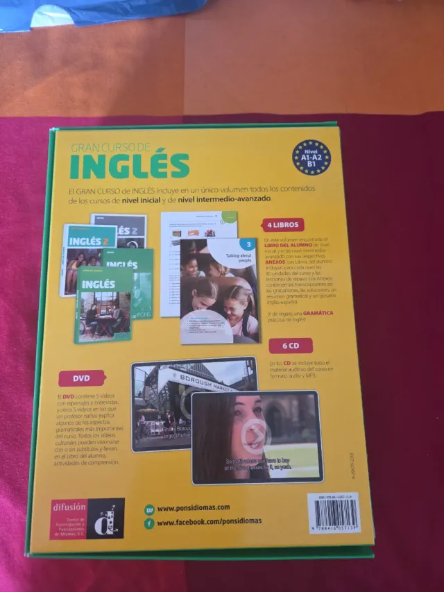 Gran Curso de Inglés PONS 4 Libros + 6 CD + 1 DVD