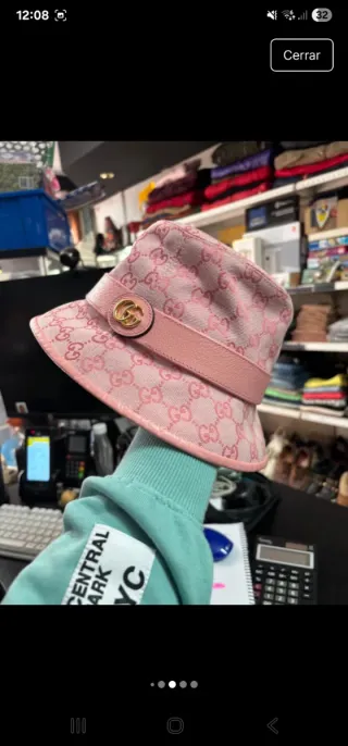 Gorro Gucci Rosa y Dorado