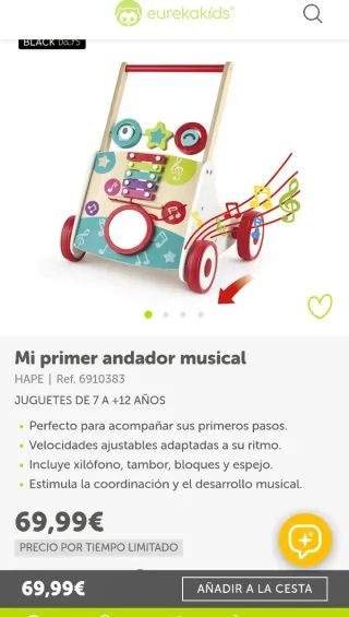 Andador musical de madera