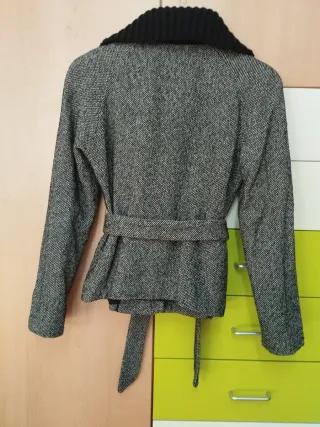 Chaqueta Mango Mujer Gris y Negra