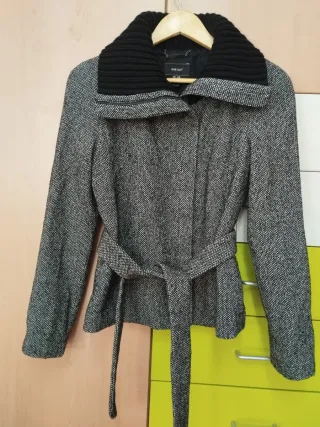 Chaqueta Mango Mujer Gris y Negra
