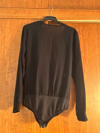 Body mujer escote drapeado negro