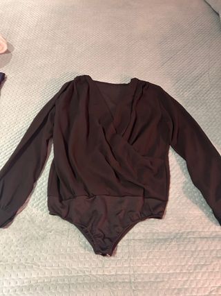 Body mujer escote drapeado negro