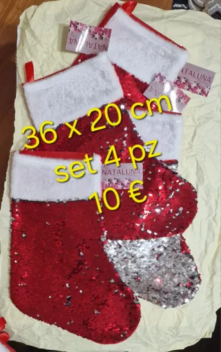 Calze Befana Nataluna 36x20cm Set 4pz