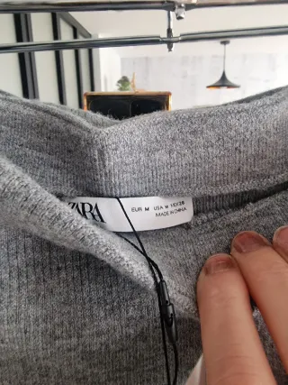 Falda punto Zara Talla única Gris