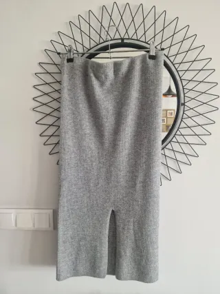 Falda punto Zara Talla única Gris