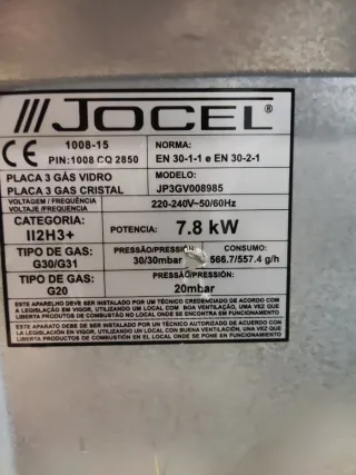 Placa de gas Jocel 3 fuegos