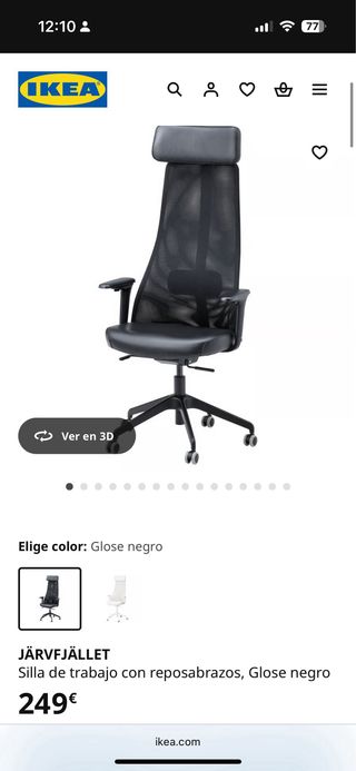 Silla de oficina IKEA JÄRVFJÄLLET Negra