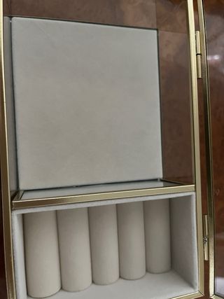 Joyero de cristal dorado y beige