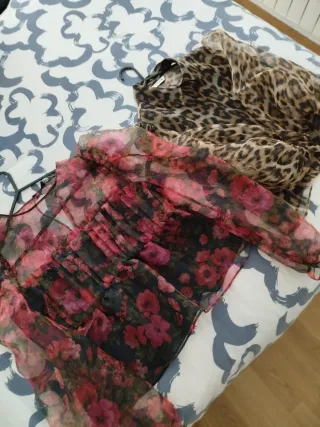 2 Camisas estampadas mujer semitransparente