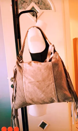 Borsa Artigianale Vera Pelle Beige