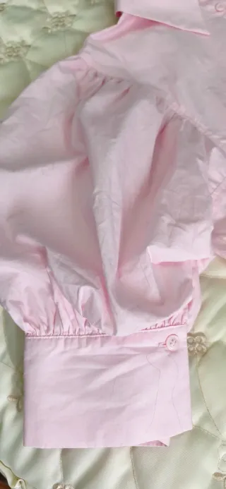 Camisa Zara rosa manga abullonada