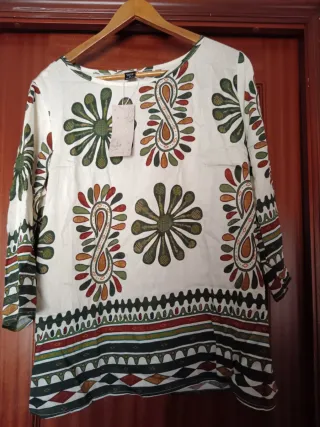 Camisola estampada multicolor mangas largas