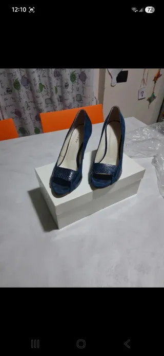 Scarpe tacco 10 blu n.38