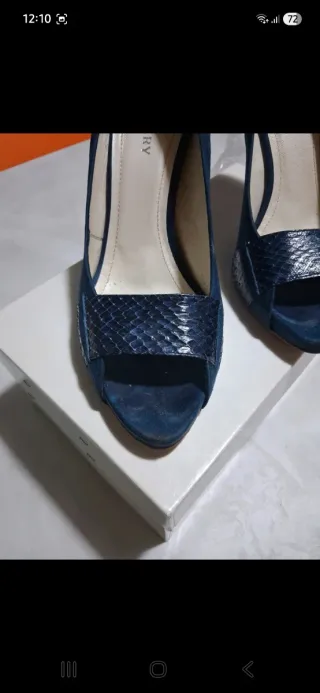 Scarpe tacco 10 blu n.38