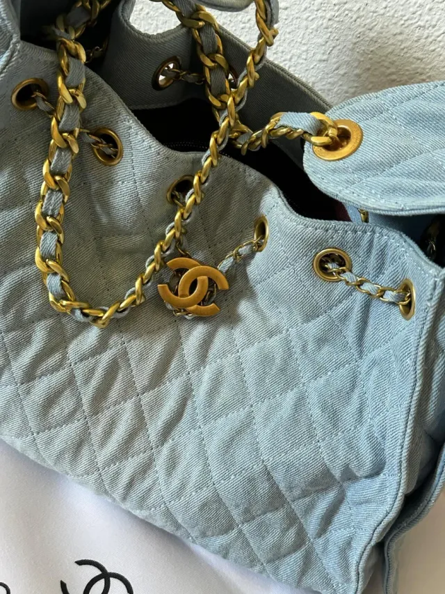 Bolso Chanel Denim Azul Dorado