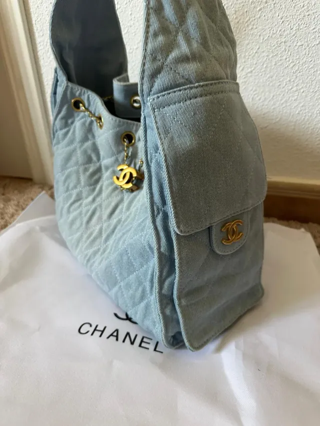 Bolso Chanel Denim Azul Dorado