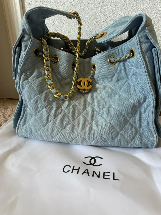Bolso Chanel Denim Azul Dorado