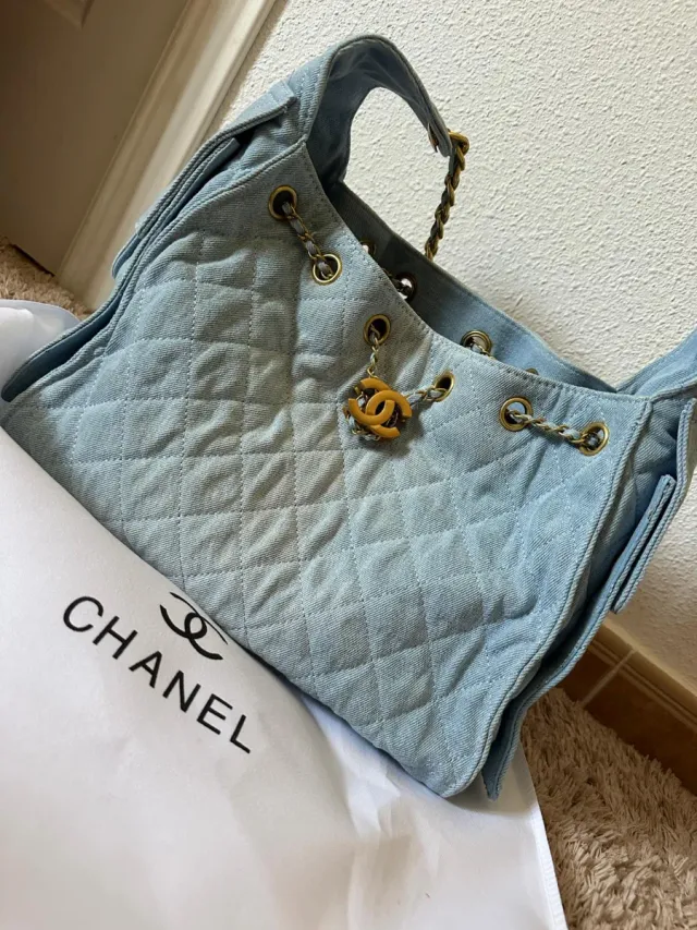 Bolso Chanel Denim Azul Dorado