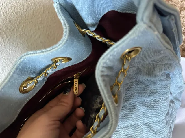 Bolso Chanel Denim Azul Dorado